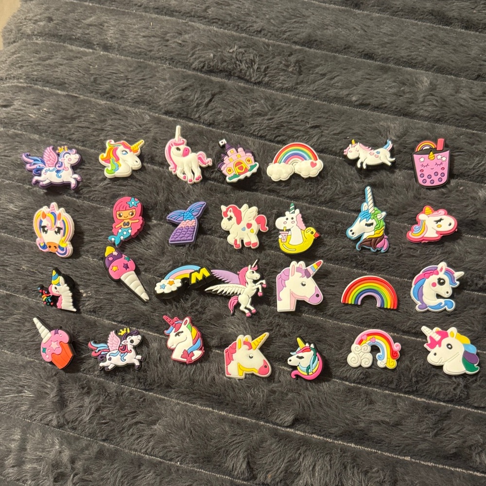 Colorful Unicorn and Rainbow Shoe Charms